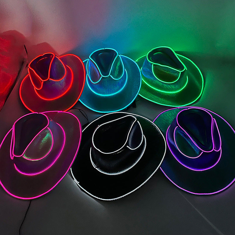 Party/ Dancer/ Sports Fan LED Wireless or Wired Fluorescent Colorful Cowboy Flashing Hat