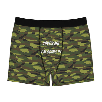 Cover Me I'm Going In - Funny- Adult Man Camouflage Boxer Briefs