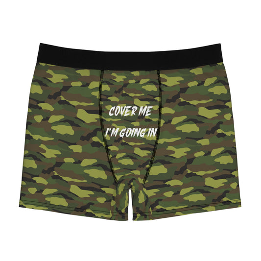 Cover Me I'm Going In - Funny- Adult Man Camouflage Boxer Briefs