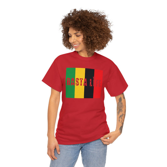 Rasta Life with Weed Print Unisex Heavy Cotton Tee