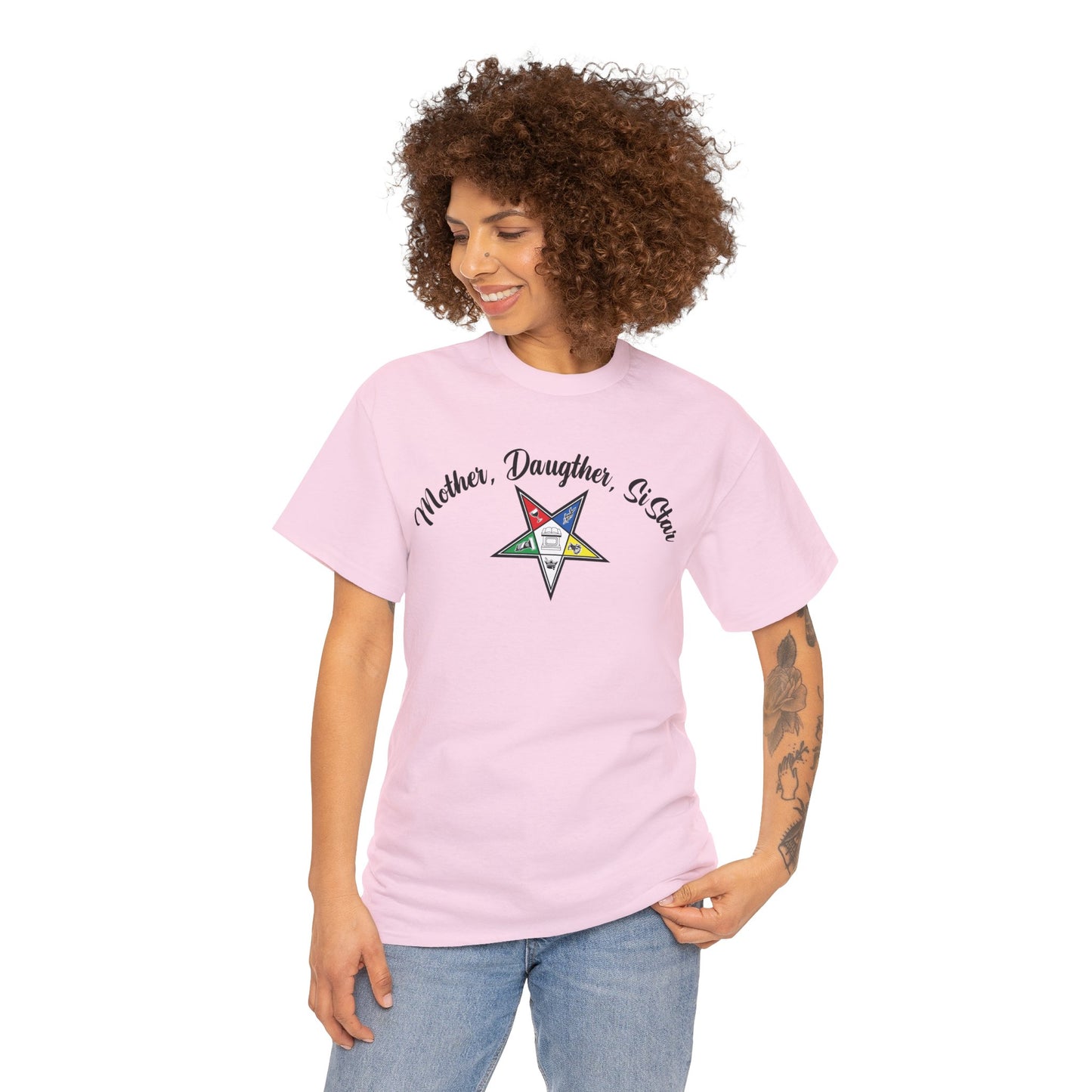 Mother, Daughter, SiStar- Order Of The Eastern Stars / OES Unisex Front And Back Print Heavy Cotton Tee