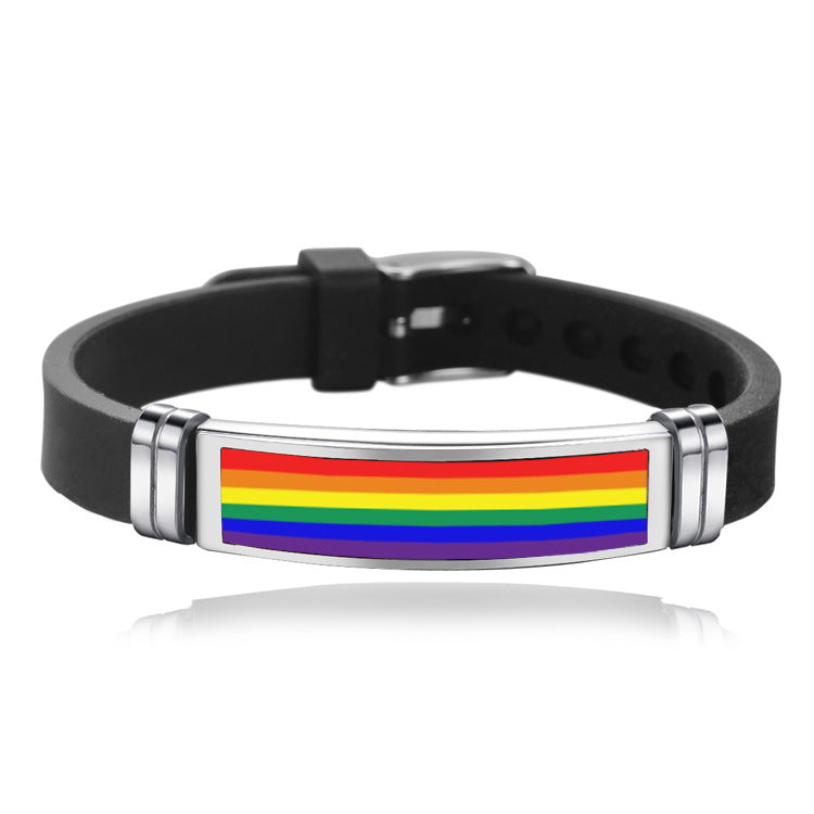 Gay Pride Charm Bracelet Buckle- Bracelet Rainbow