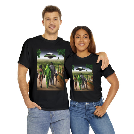 UFO's Visit The Garden Of Eden- Unisex Heavy Cotton Tee