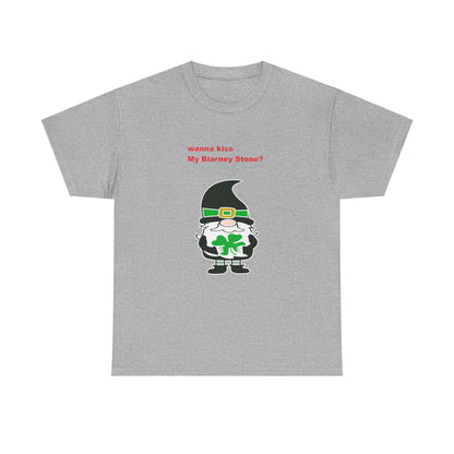 St. Patrick's Day Gnome Tee, Blarney Stone Kiss Shirt, Unisex Shirt for March 17th Celebrations, Irish Holiday T-Shirt, Shamrock Lucky Charm