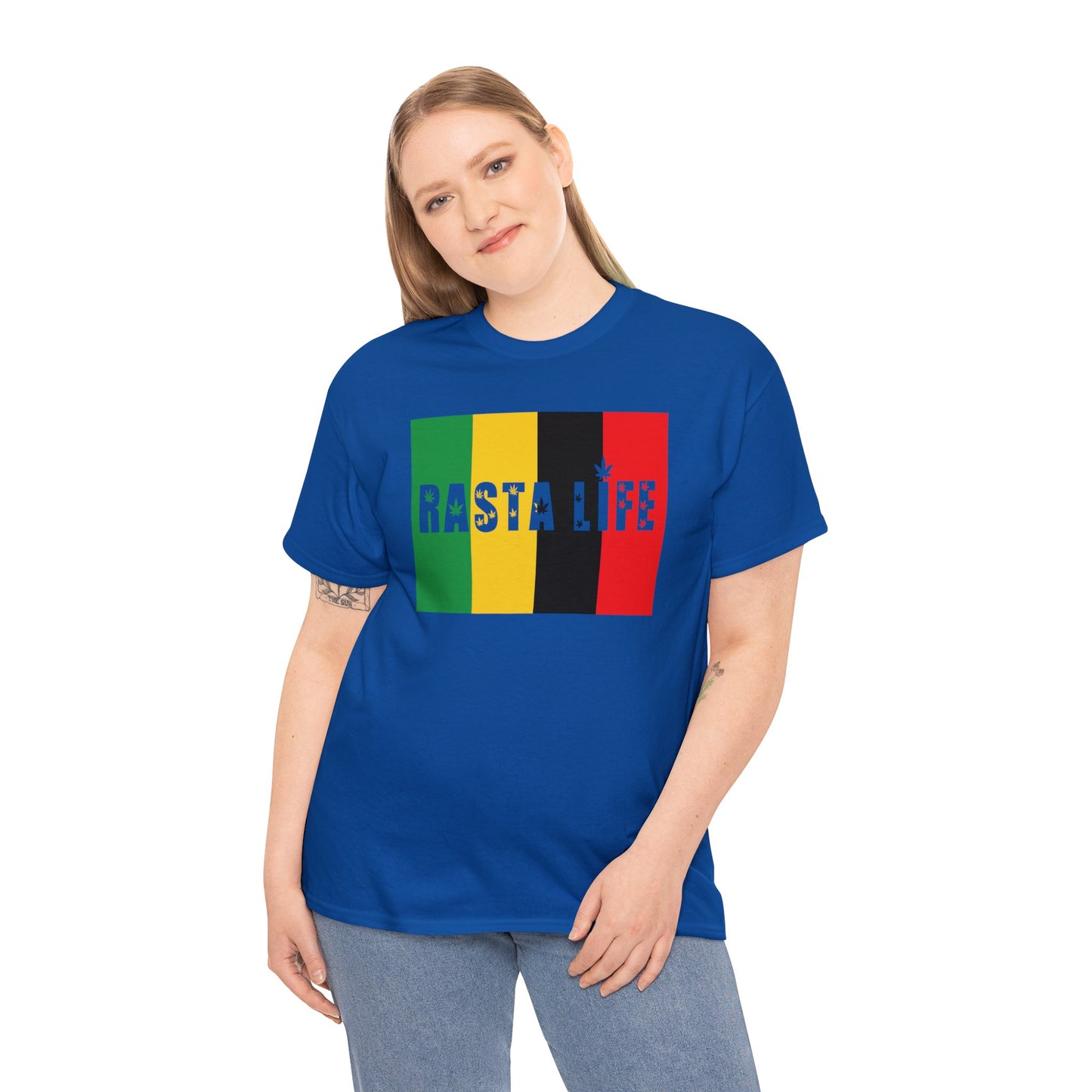 Rasta Life with Weed Print Unisex Heavy Cotton Tee