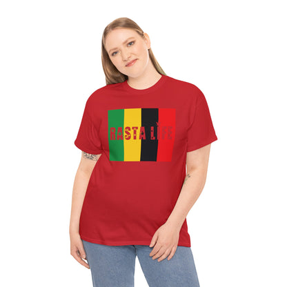 Rasta Life with Weed Print Unisex Heavy Cotton Tee