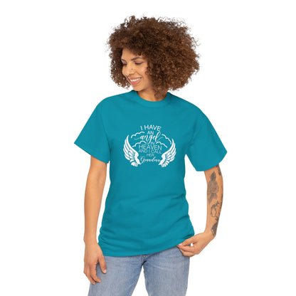 I Have An Angel In Heaven And I Call Her Grandma- Two Side Print Adult Unisex Heavy Cotton Tee