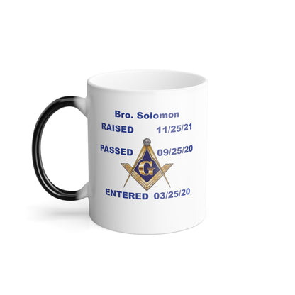 Custom Master Mason Color Morphing Mug, 11oz   , Just Add Name And Dates