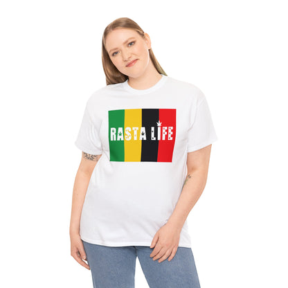 Rasta Life with Weed Print Unisex Heavy Cotton Tee