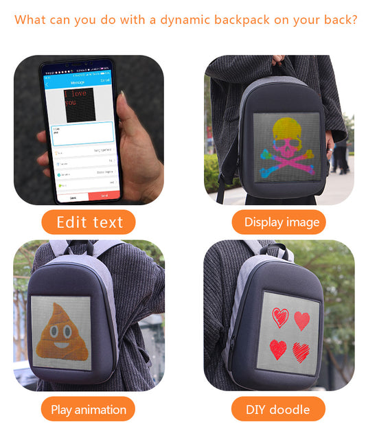 Led Display Backpack Waterproof Business Backpack
