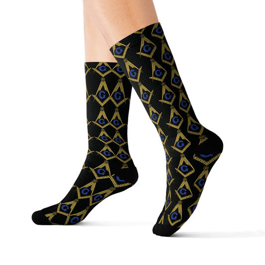 Mason Compass And Square Printed Socks