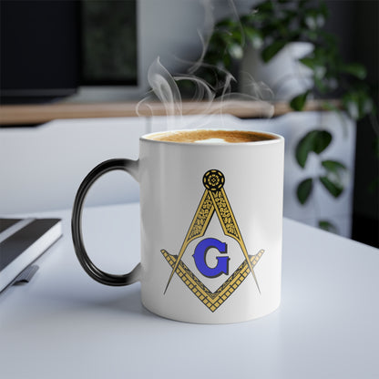 Masonic / Mason Color Morphing Mug, 11oz printed with Compass and Square