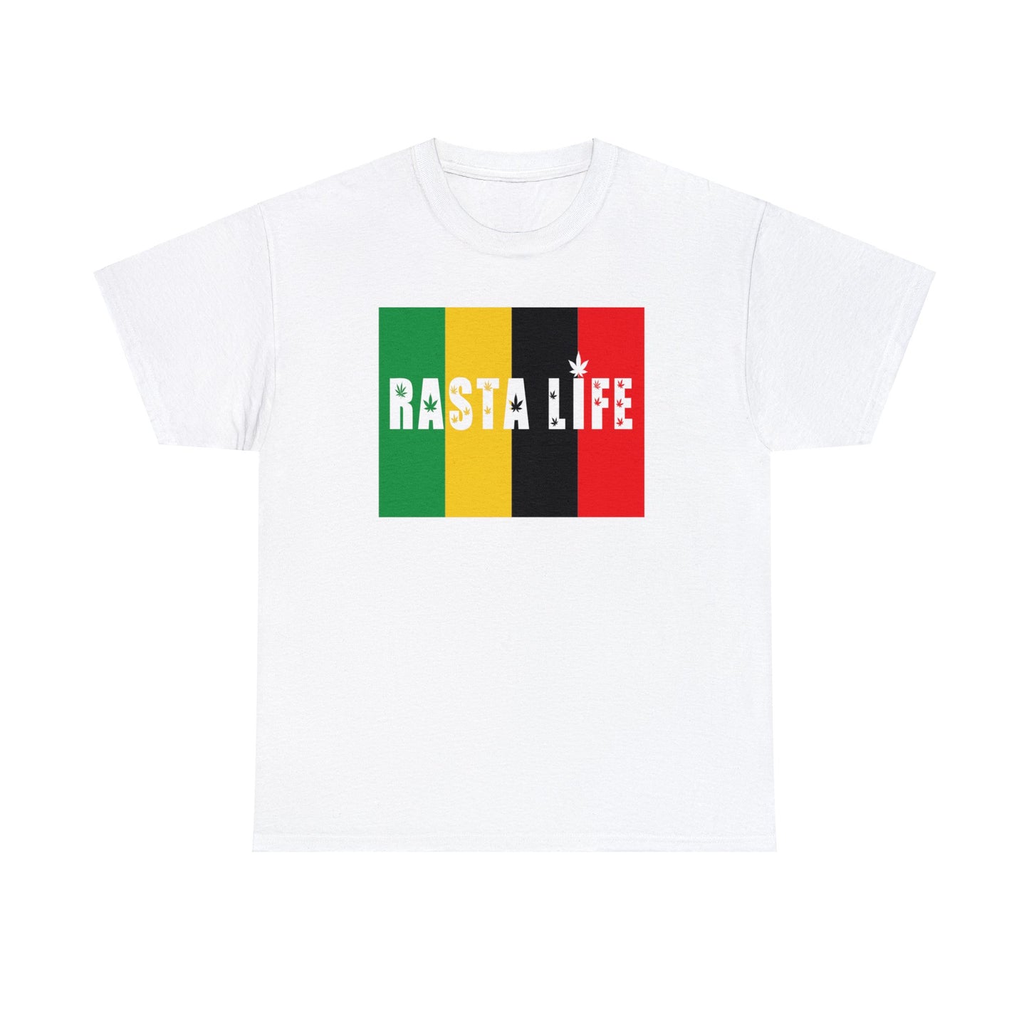 Rasta Life with Weed Print Unisex Heavy Cotton Tee