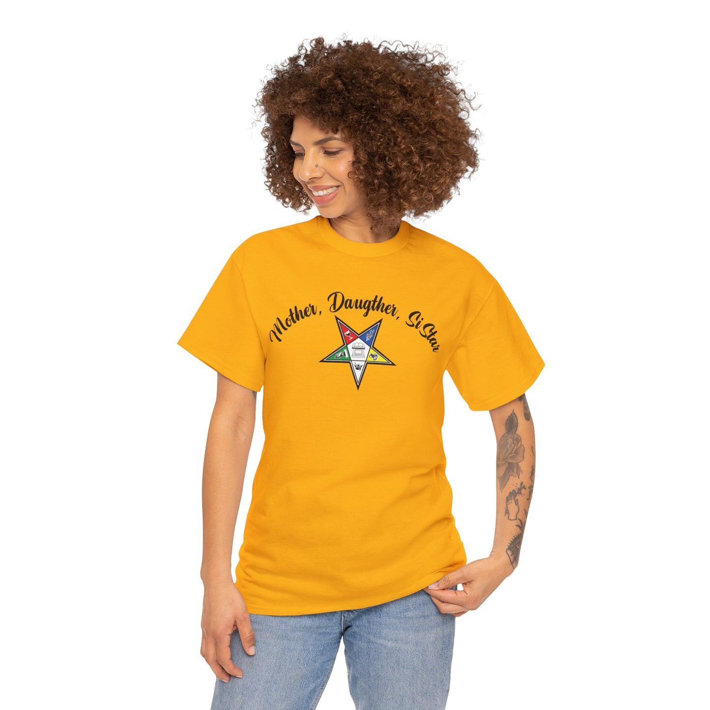 Mother, Daughter, SiStar- Order Of The Eastern Stars / OES Unisex Front And Back Print Heavy Cotton Tee