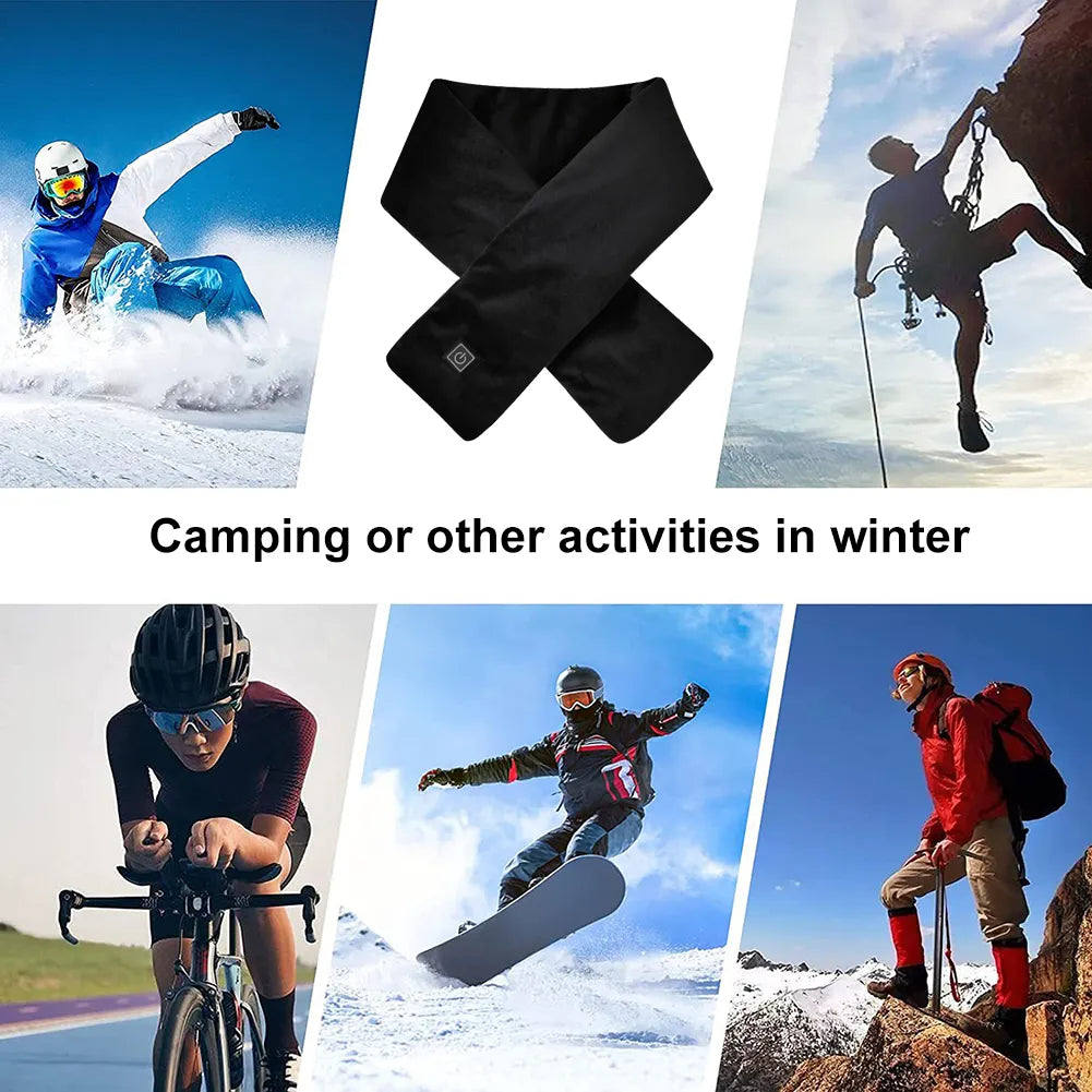 Women Men Heated Scarf 3 Heat Levels Charging Heat Control Neck Warmer For Cycling Camping