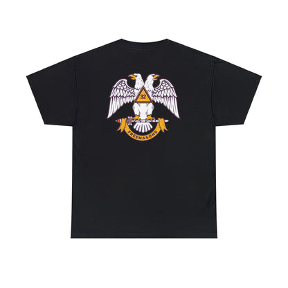 Wings Down  Mason / Masonic Front and Back Print Unisex Heavy Cotton Tee