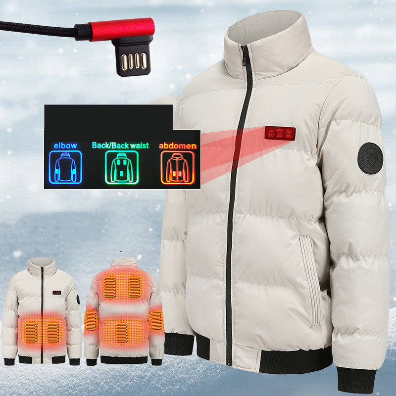 Outdoor Warm Heated Adult Man / Woman Jacket Windproof Cotton Rechargeable Heating