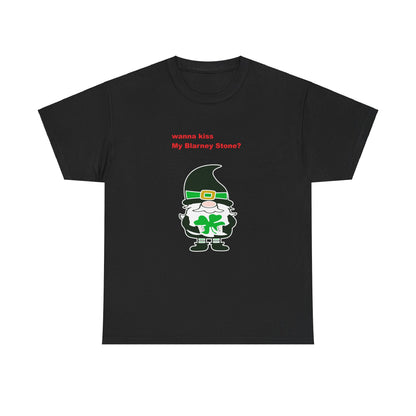 St. Patrick's Day Gnome Tee, Blarney Stone Kiss Shirt, Unisex Shirt for March 17th Celebrations, Irish Holiday T-Shirt, Shamrock Lucky Charm