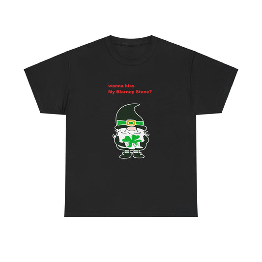 St. Patrick's Day Gnome Tee, Blarney Stone Kiss Shirt, Unisex Shirt for March 17th Celebrations, Irish Holiday T-Shirt, Shamrock Lucky Charm