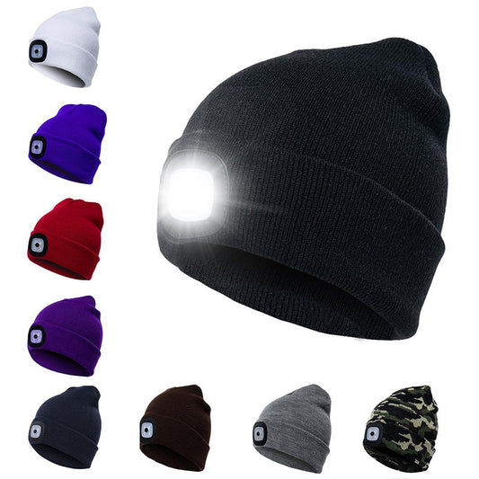 LED Light Knit Hat Button Cell Type Knitted Hat With Light For Teens, Adults, Man, Woman