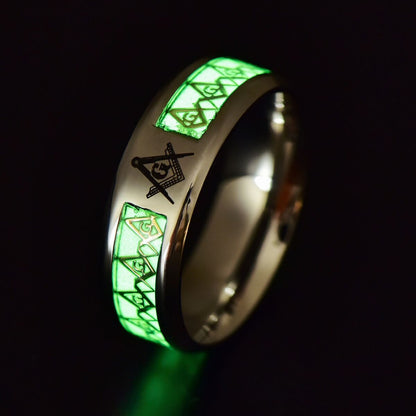 Glow In The Dark Master Mason Ring -Gift - Adult  Male