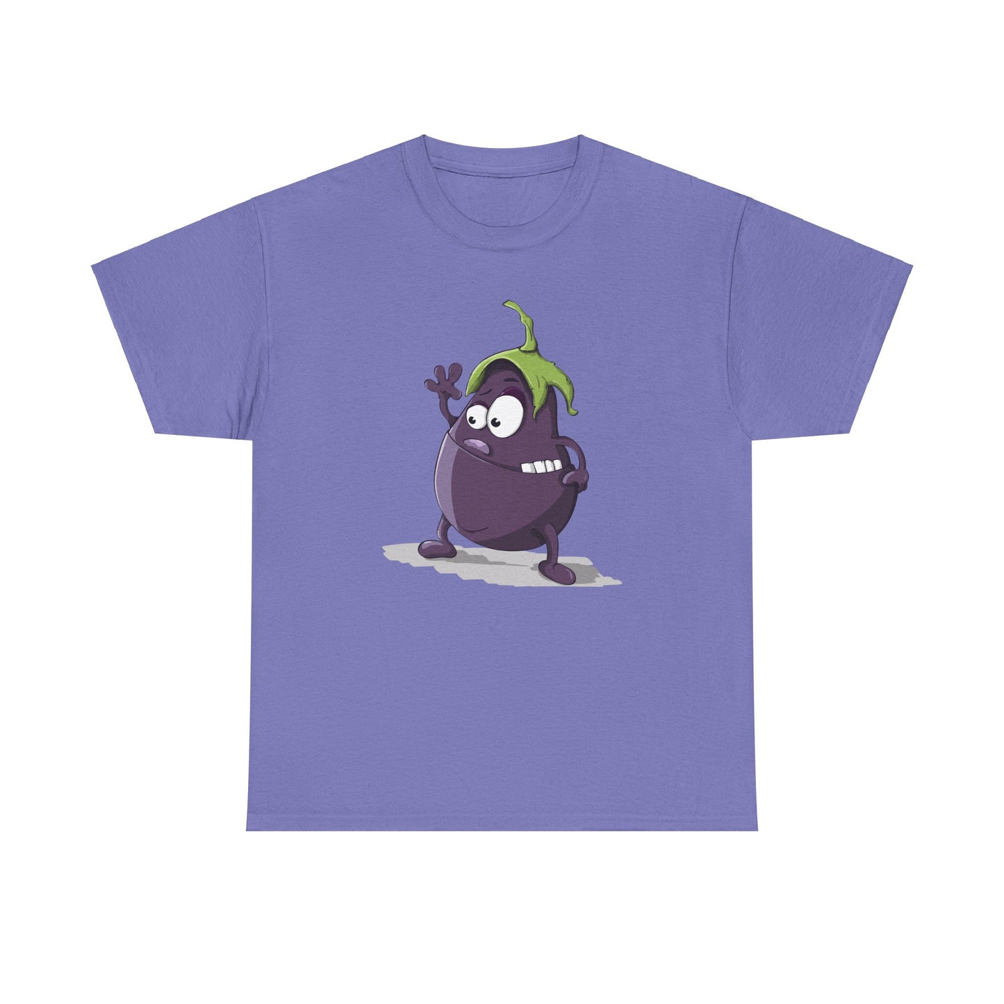 Waving Eggplant Funny Tee, Unisex Cotton Tshirt Gift, Vegetable Lover Shirt, Humorous Graphic Tee, Foodie Apparel