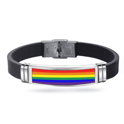 Gay Pride Charm Bracelet Buckle- Bracelet Rainbow