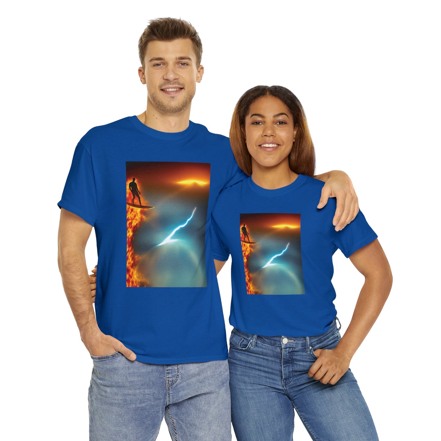 Cosmic Fire Surfer Unisex Heavy Cotton Tee