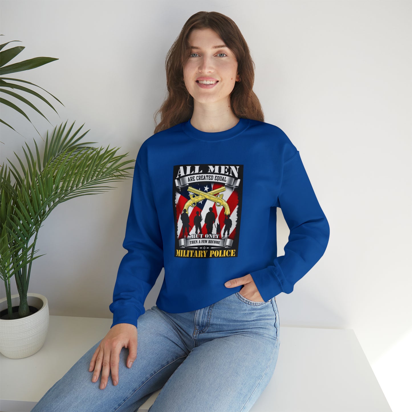 All Men Are Created Equal' Military Police-  Adult Man or Woman Sweatshirt Unisex Heavy Blend™ Crewneck Sweatshirt