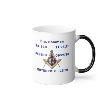 Custom Master Mason Color Morphing Mug, 11oz   , Just Add Name And Dates