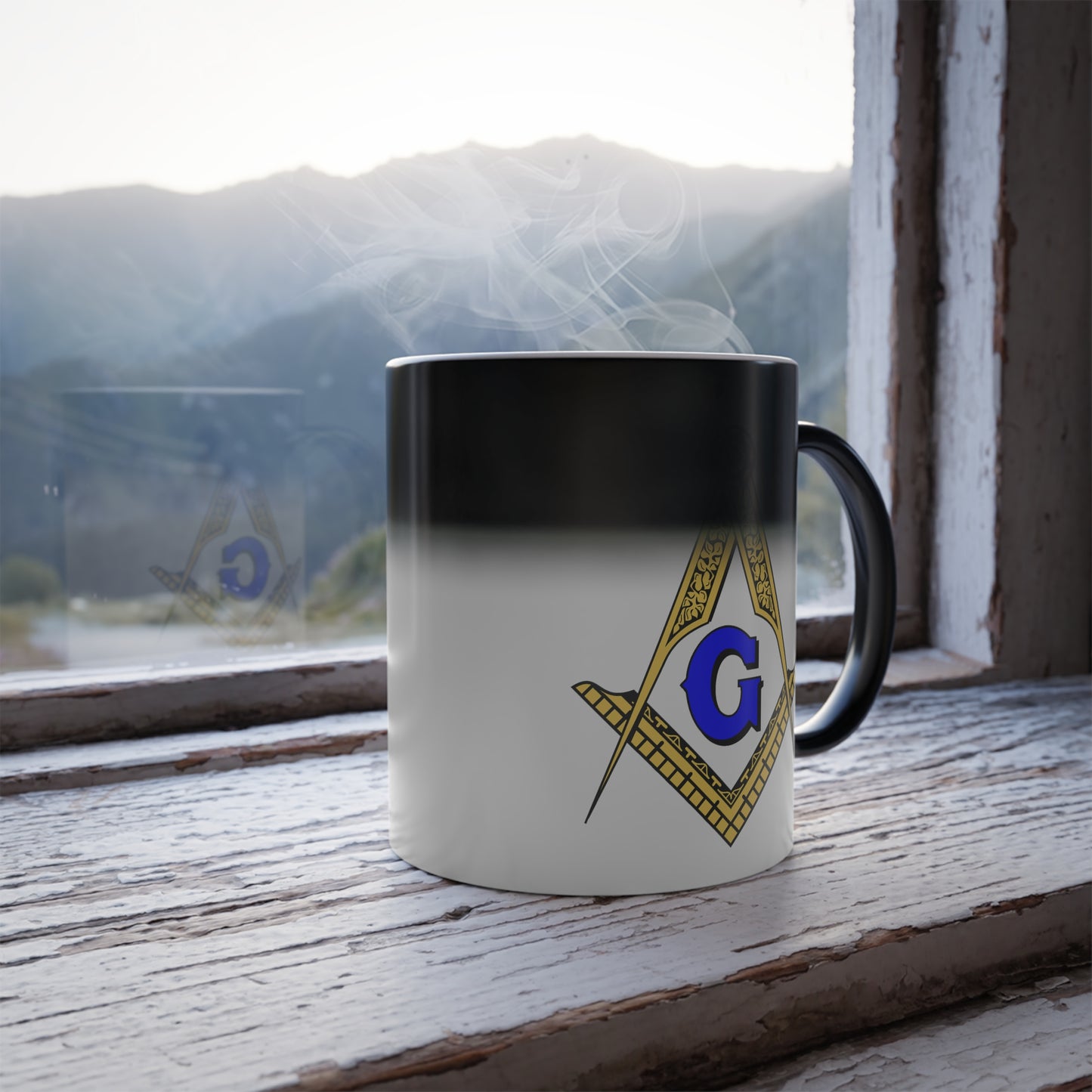 Masonic / Mason Color Morphing Mug, 11oz printed with Compass and Square