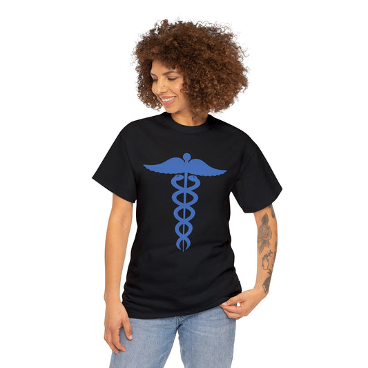 Nurse / Medical Caduceus Emblem - Adult Man or Woman Unisex Heavy Cotton Tee