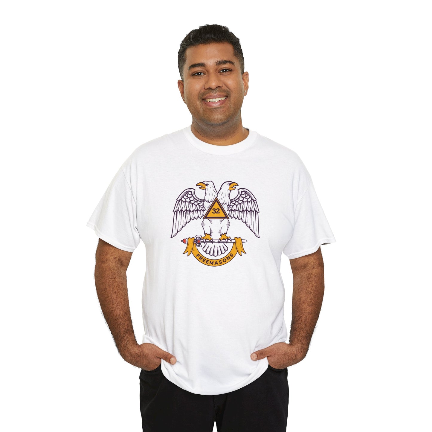 Wings Down  Mason / Masonic Front and Back Print Unisex Heavy Cotton Tee