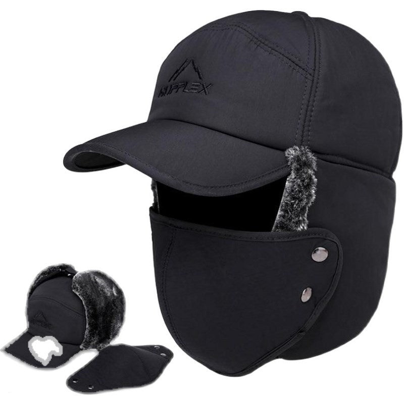 Warm Cotton-Padded Hat With Face Mask For Male and Female Adults