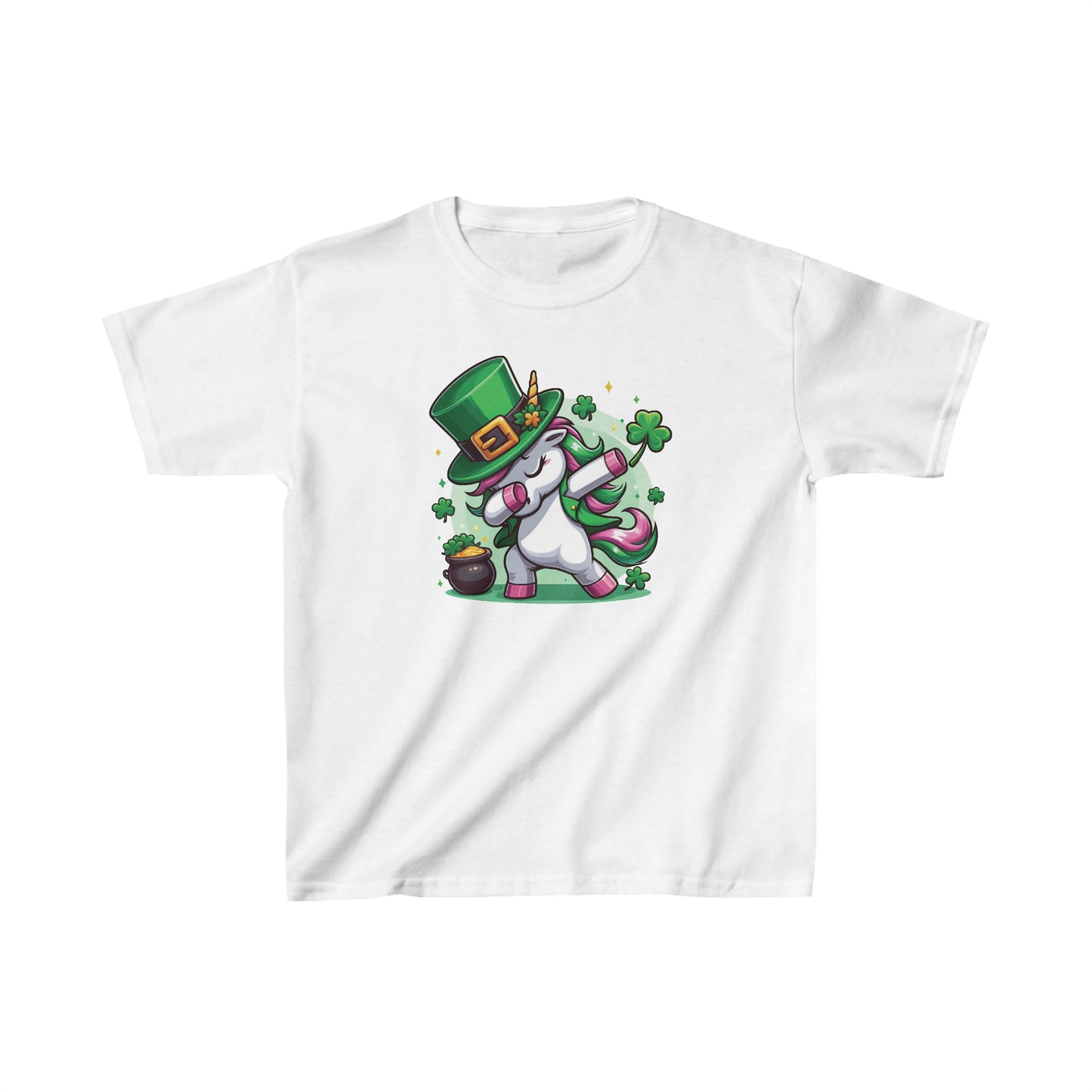 St. Patrick's Shamrock Unicorn Dabbing   Kids Heavy Cotton™ Tee