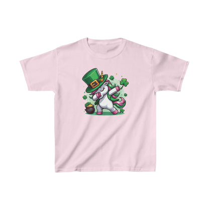 St. Patrick's Shamrock Unicorn Dabbing   Kids Heavy Cotton™ Tee