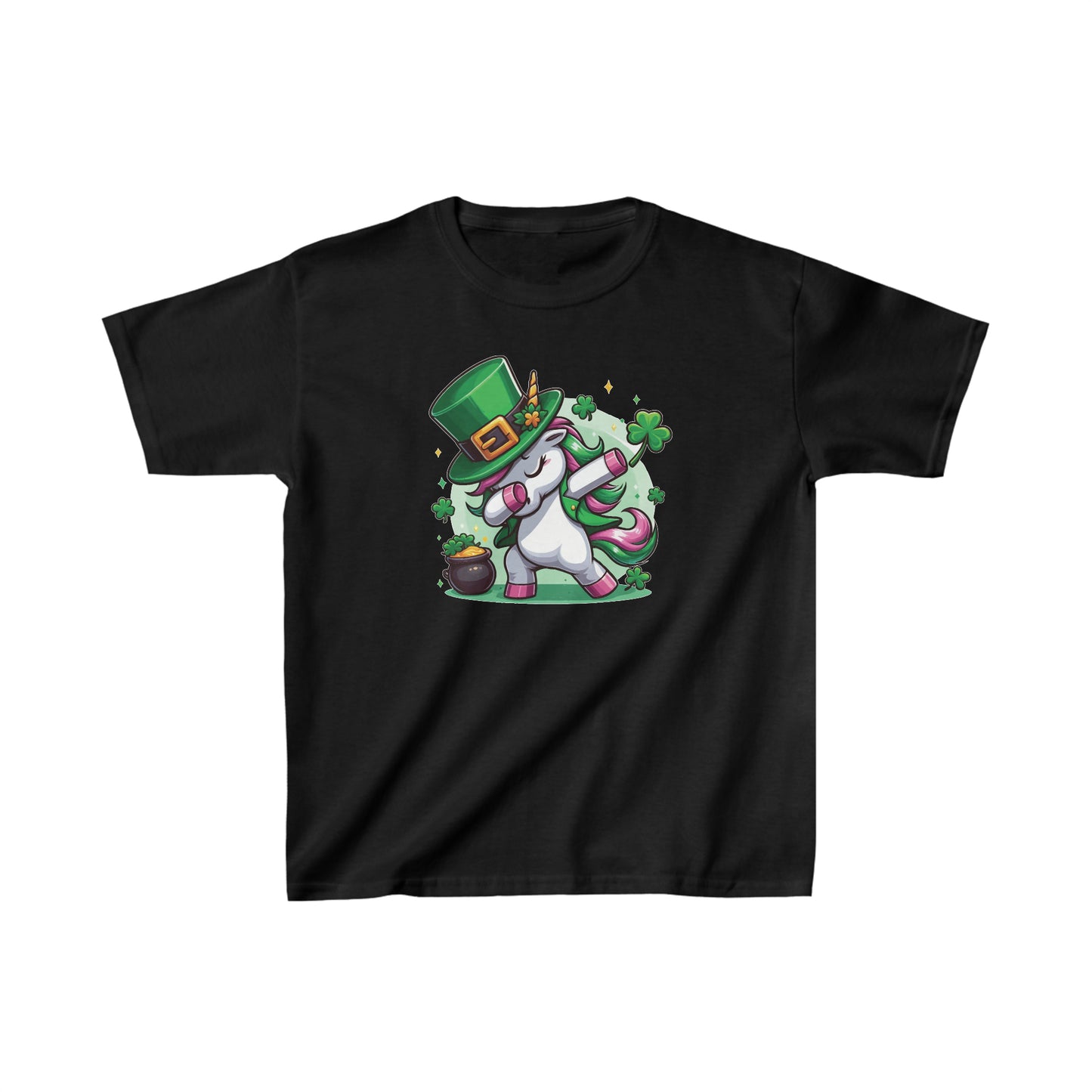 St. Patrick's Shamrock Unicorn Dabbing   Kids Heavy Cotton™ Tee