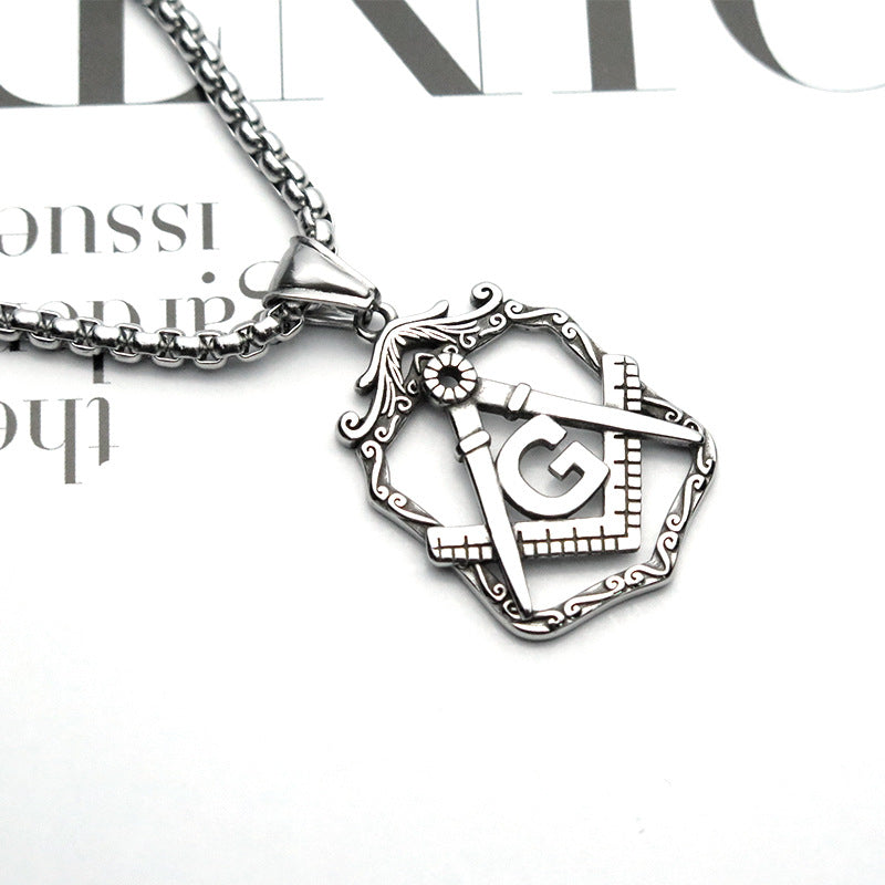 Freemason Pendant Men's Necklace or  Men's Titanium Steel Pendant