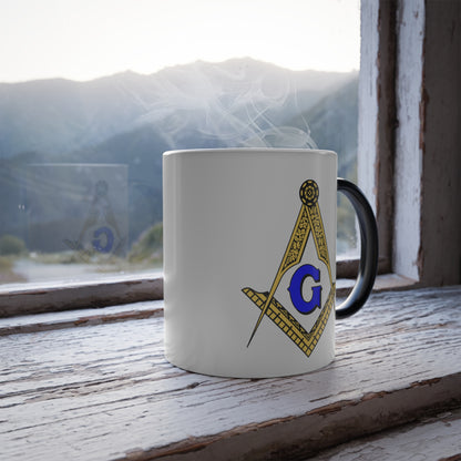 Masonic / Mason Color Morphing Mug, 11oz printed with Compass and Square