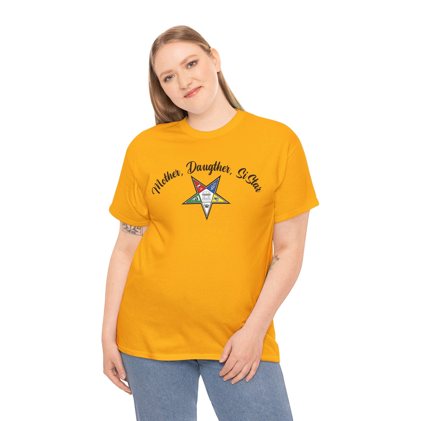 Mother, Daughter, SiStar- Order Of The Eastern Stars / OES Unisex Front And Back Print Heavy Cotton Tee