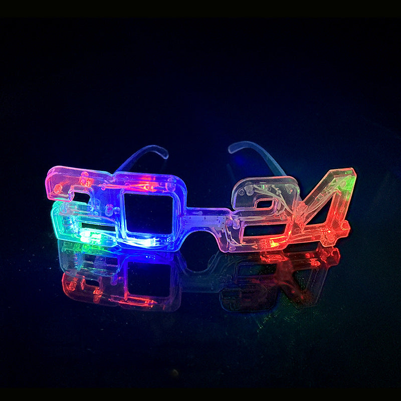 LED Light New Year Glasses 2024  Glasses For Party Evening Decoration