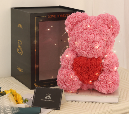 Easter Gift Rose Bear Eternal Flower Rose Teddy Bear PE Foam Bear from 9.843" Valentines Day