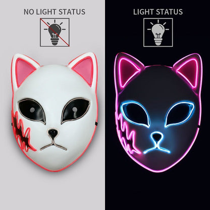 Luminous Line LED Cat Face Mask For Parties Or Stage Dancers- Adult Man or Woman