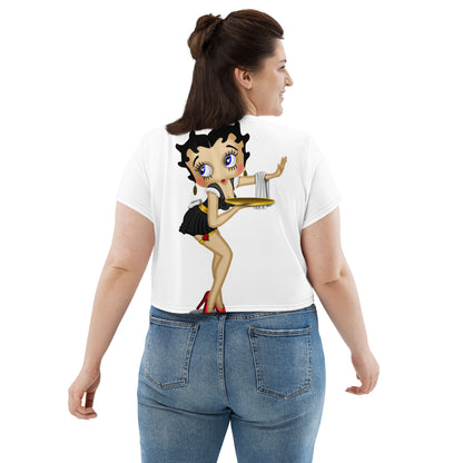 Front and Back Betty Boop Print- Adult Woman Crop Tee