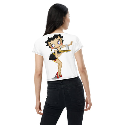 Front and Back Betty Boop Print- Adult Woman Crop Tee