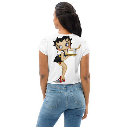 Front and Back Betty Boop Print- Adult Woman Crop Tee