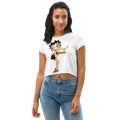 Front and Back Betty Boop Print- Adult Woman Crop Tee