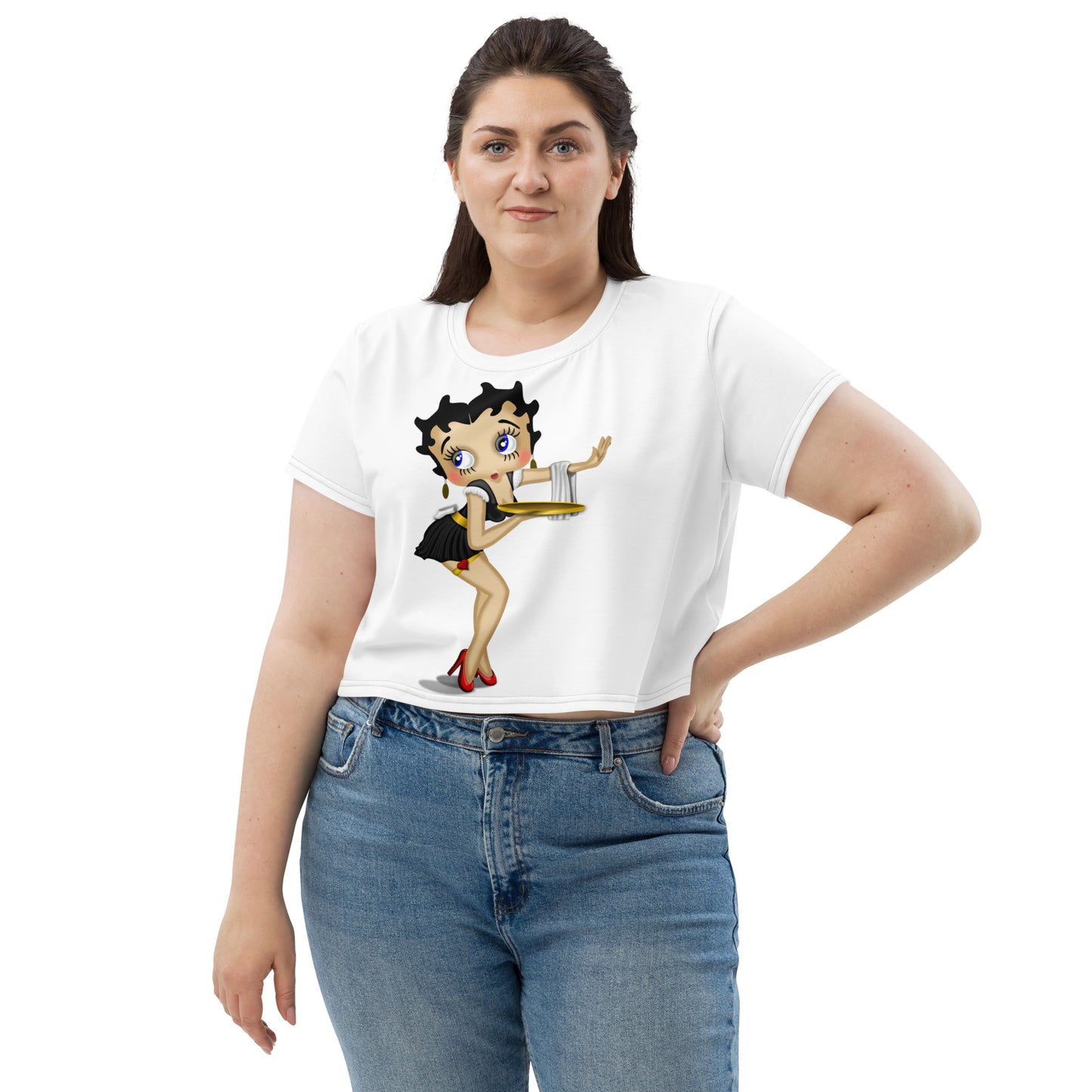 Front and Back Betty Boop Print- Adult Woman Crop Tee