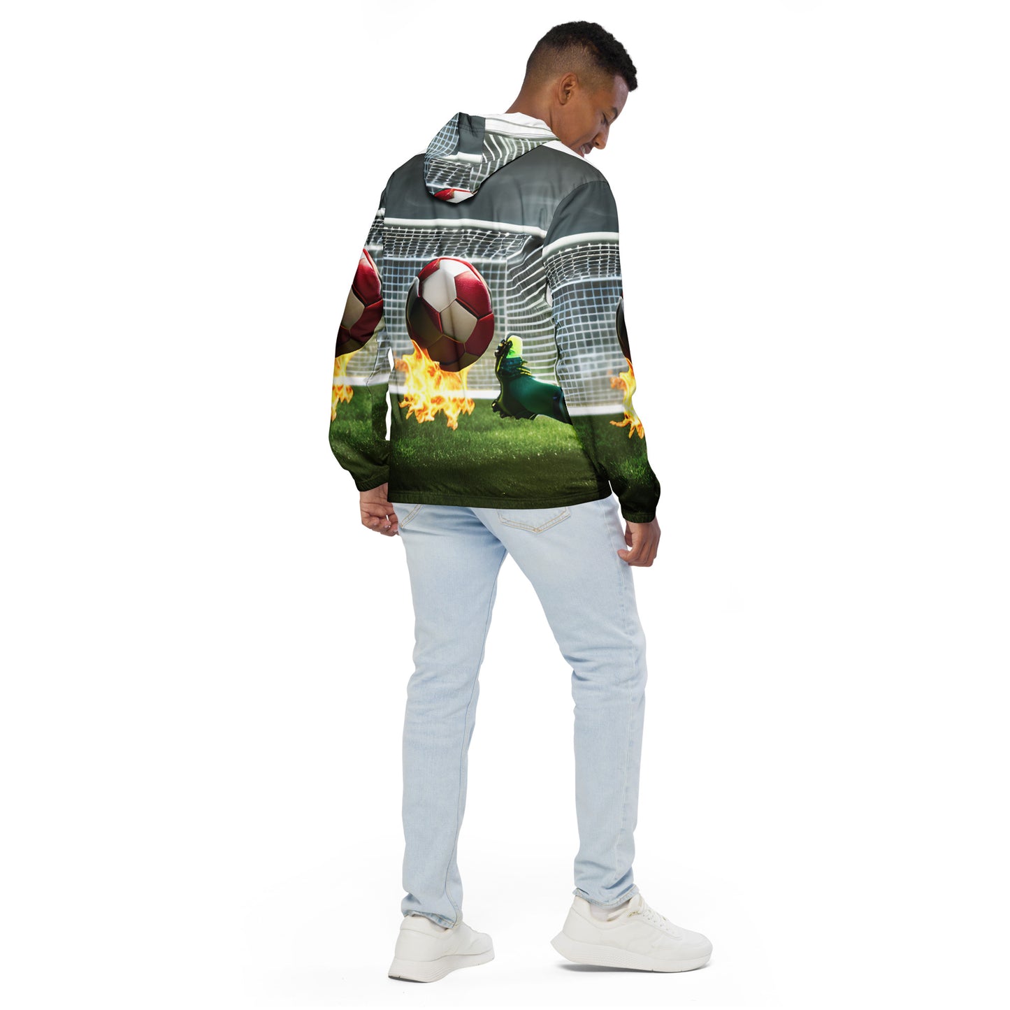 Blazing Soccer Ball- All Over Print Adult Man or Woman Windbreaker