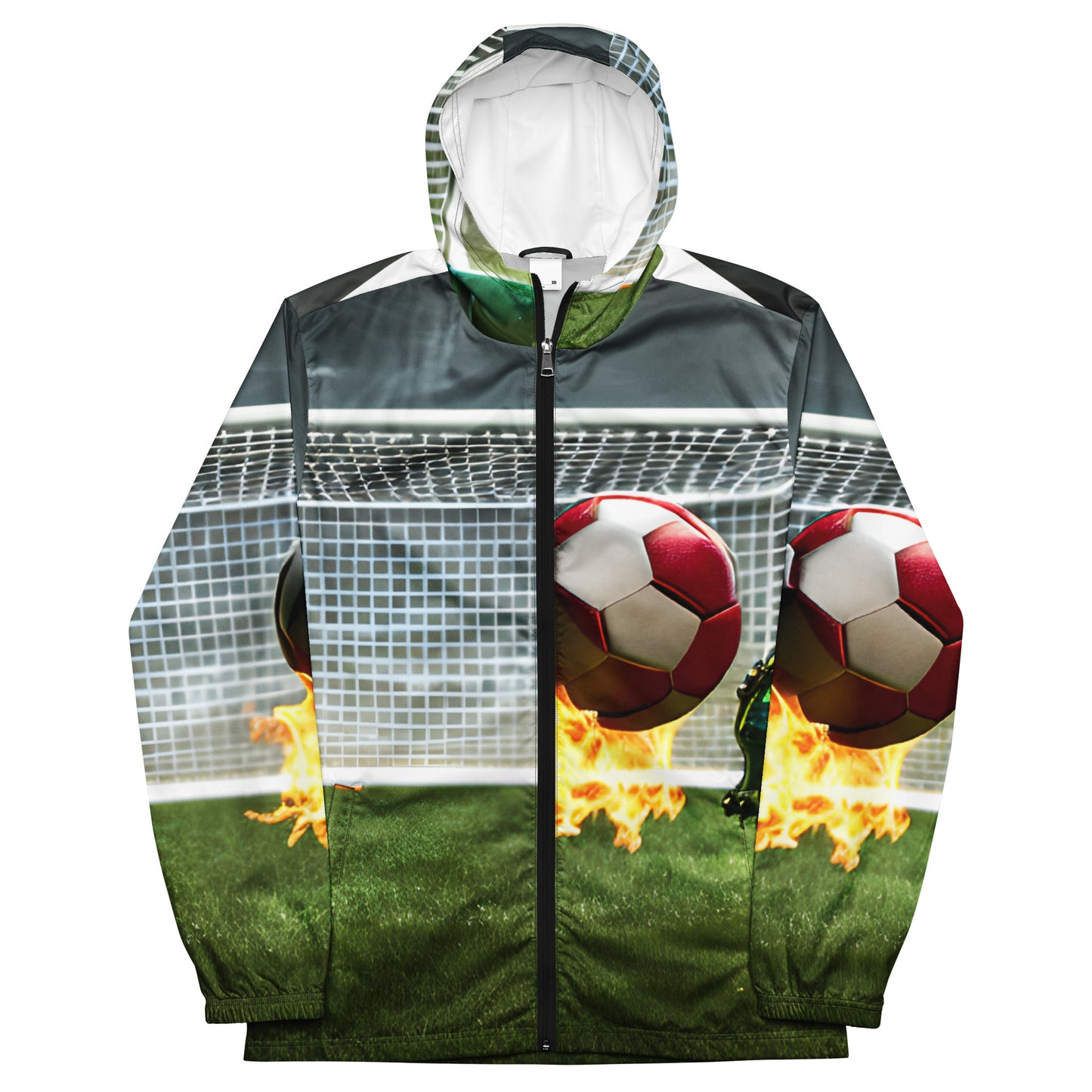 Blazing Soccer Ball- All Over Print Adult Man or Woman Windbreaker